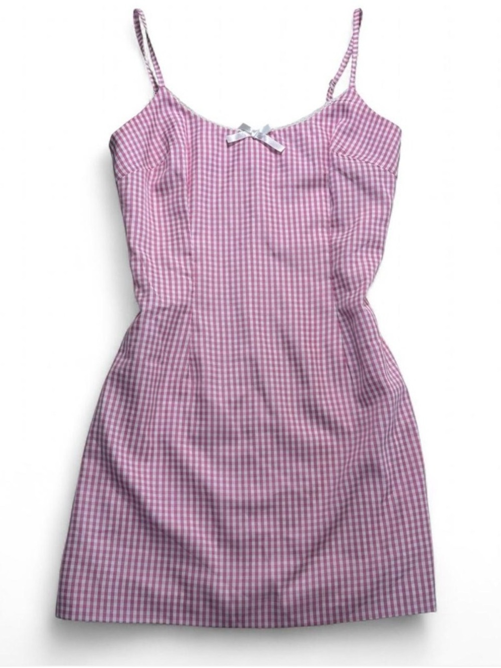 Coquette Pink Gingham Mini Dress with Spaghetti Straps